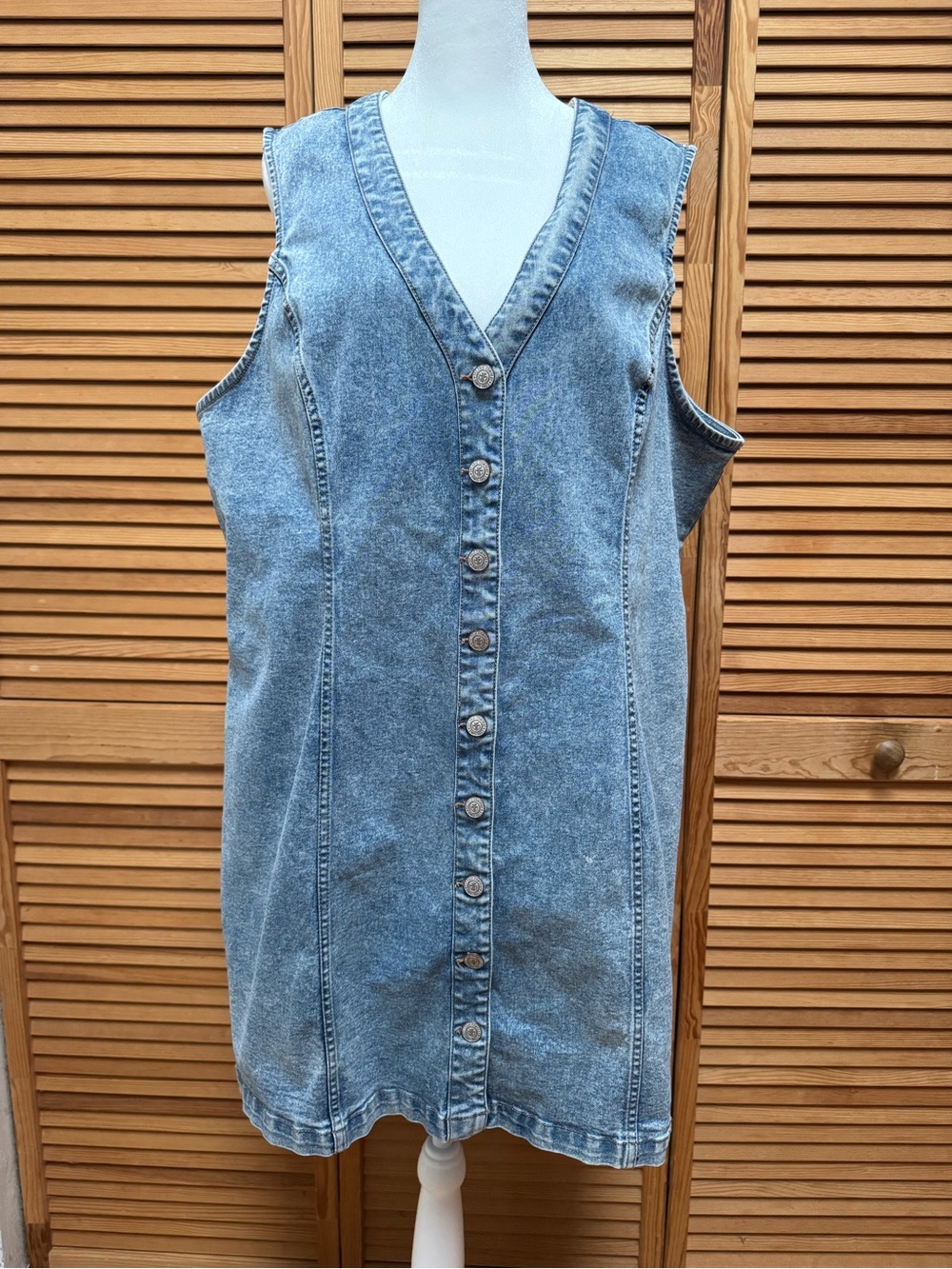 Frye Sleeveless Denim Mini Dress Button Front Women’s XXL Western Cowgirl Boho